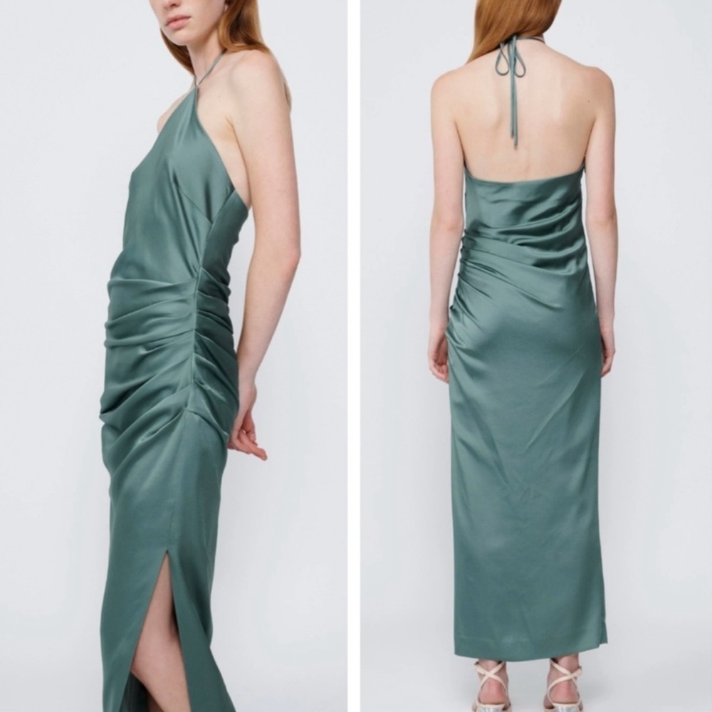 🆕 SIMKHAI Hansel Halter Neckline Maxi Dress Park Slope Green Sz 4 - Picture 9 of 9